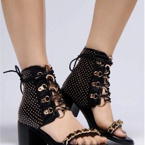 Azalea Wang Izabella Black Open Toe Sandal Bootie-sz 8 -New